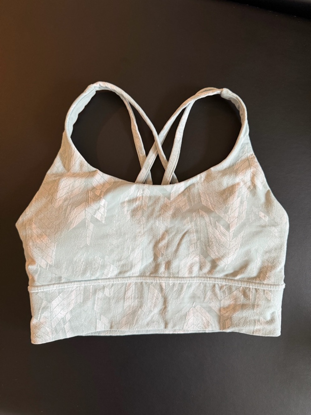 Lululemon Energy Longline Bra Reverberate Chevron Jacquard Silver Blue Size 6